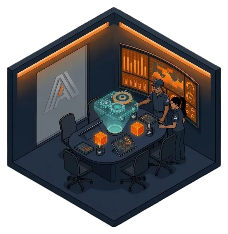 Ilustración de un equipo revisando juntos los datos de un negocio