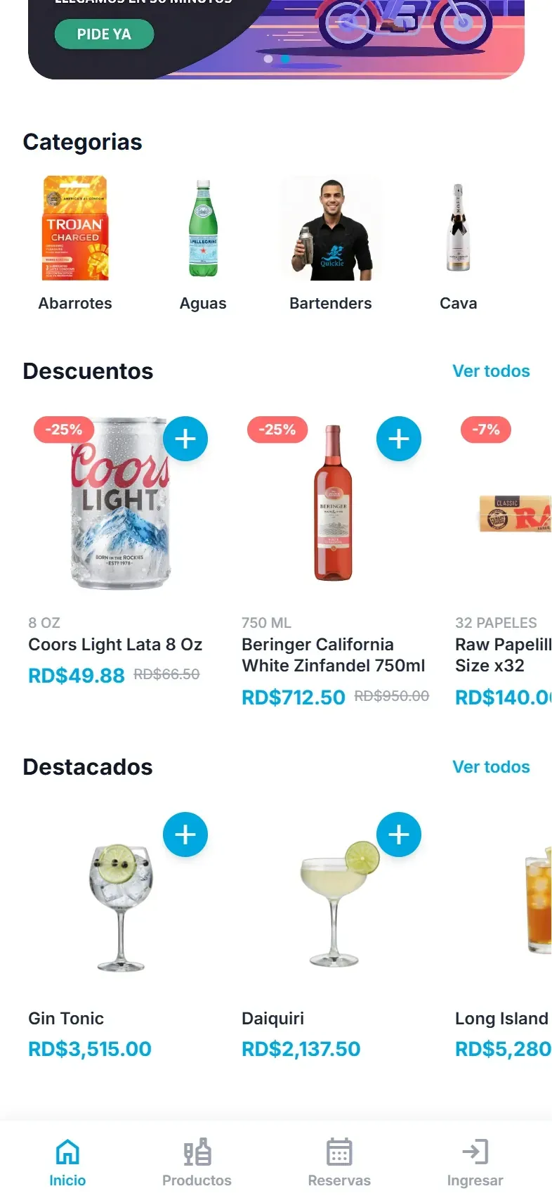Quickie en el teléfono: descuentos, destacados y cócteles