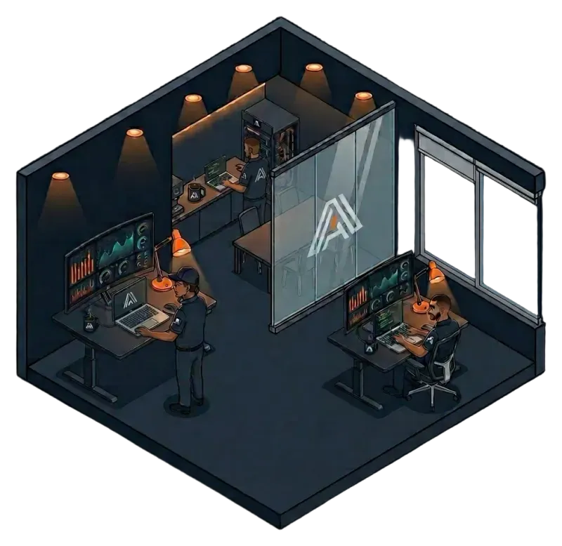 Ilustración de un equipo desarrollando aplicaciones web