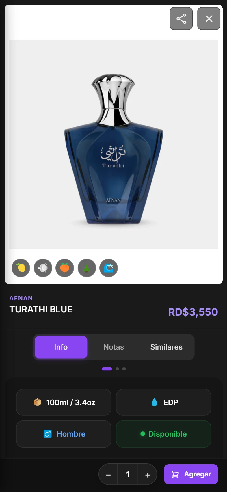 NuevaLux detalle de producto con imagen y precio